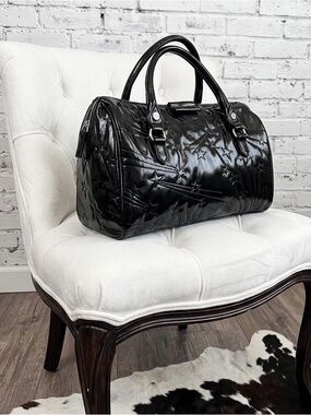 Paris Hilton Black Interior Logo-Lined Satchel